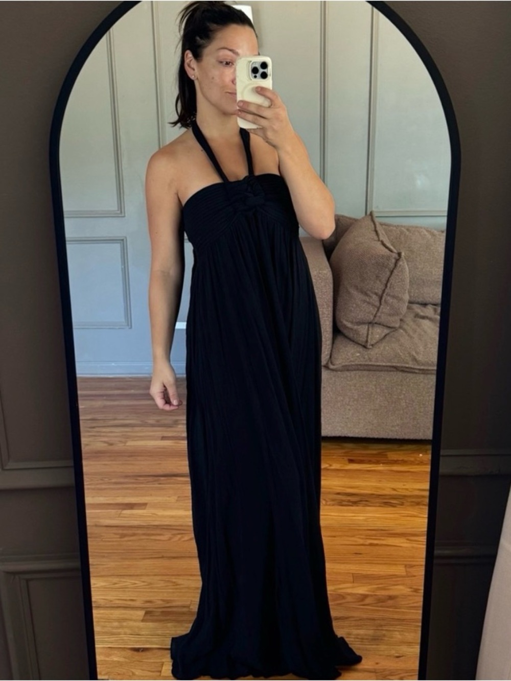Aakaa Black Halter Maxi Dress